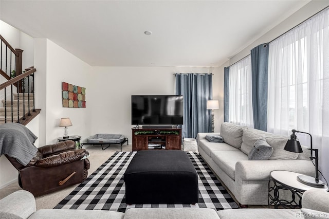 9350 Dunraven St, Arvada, CO 80007 - living room with stairs and carpet floors