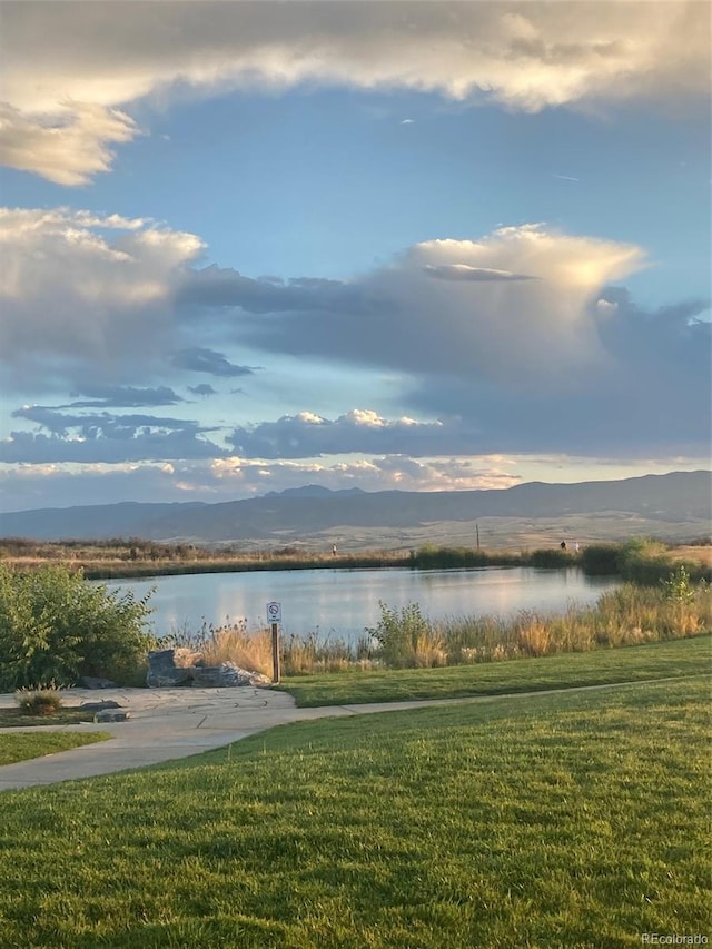 property view of water featuring a mountain view