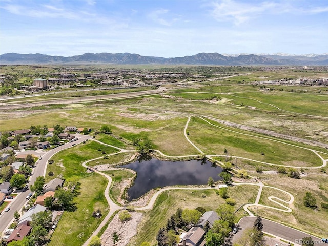 aerial overview of property's location with a water and mountain view