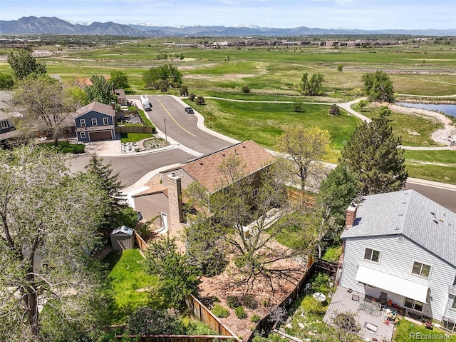 aerial view of a water and mountain view