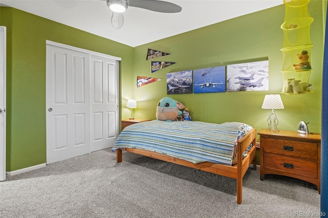 1609 S Catawba Cir, Aurora, CO 80018 - bedroom with carpet floors, a closet, and a ceiling fan