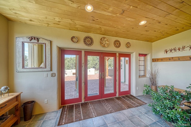 11855 County Road 251a, Salida, CO 81201 - tiled foyer entrance with wood ceiling, french doors, and recessed lighting