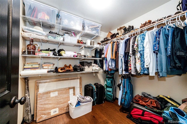 spacious closet with hardwood / wood-style floors