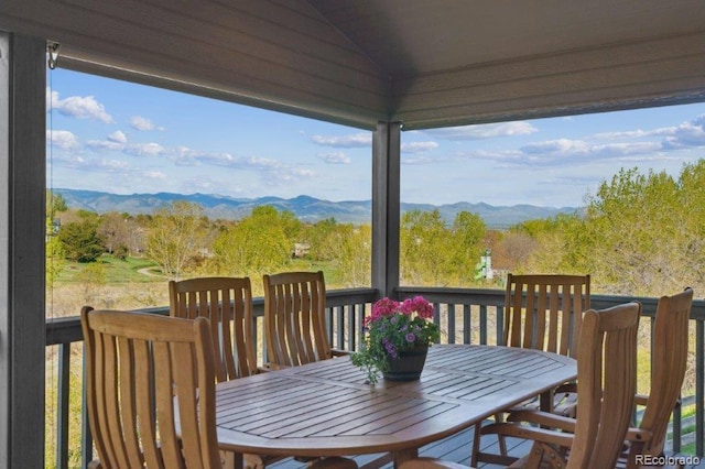 9531 Desert Willow Way, Highlands Ranch, CO 80129 - deck with a mountain view and outdoor dining area