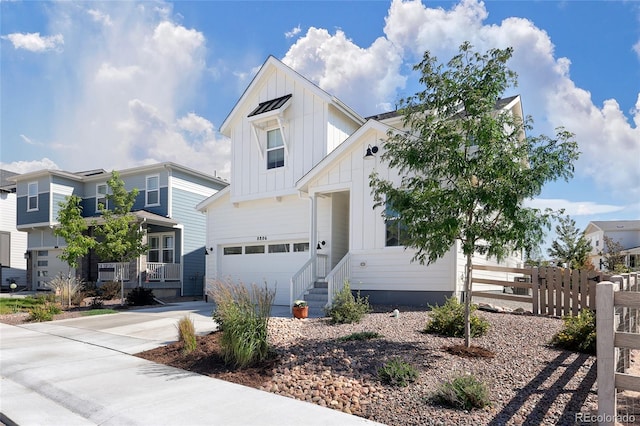 modern farmhouse with a garage