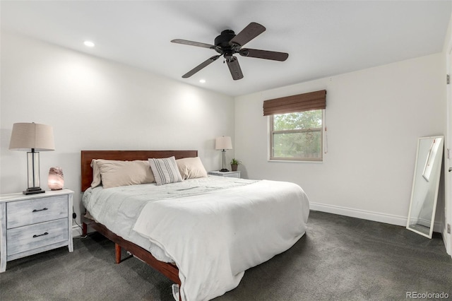 7579 Jay Ct, Arvada, CO 80003 - bedroom featuring dark colored carpet, recessed lighting, baseboards, and ceiling fan