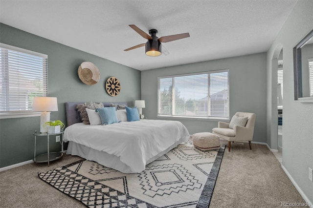 13322 Meadow Park Ln, Broomfield, CO 80020 - bedroom with carpet floors, ceiling fan, and arched walkways