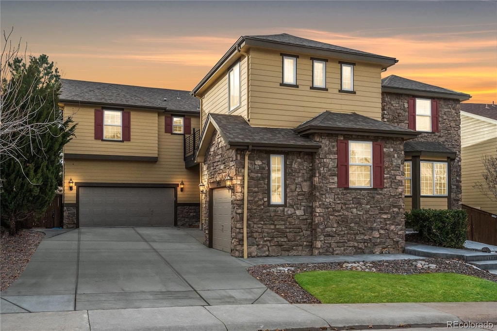 view of front facade with a garage