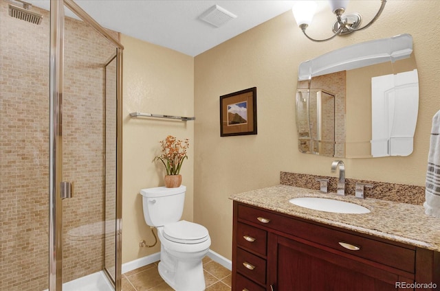 full bath featuring visible vents and a shower stall