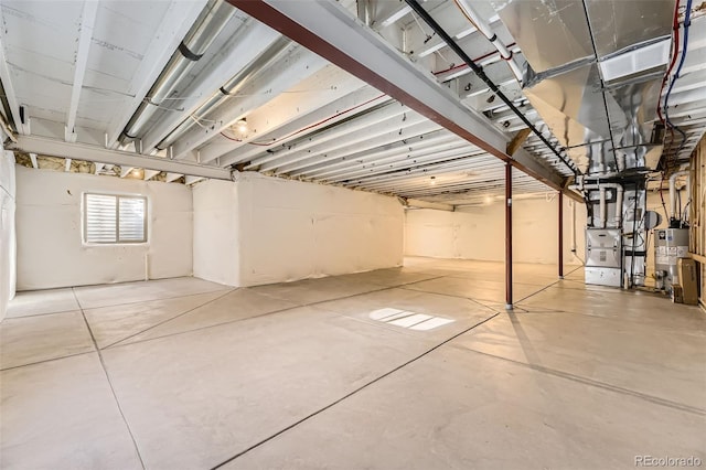 interior space with gas water heater and heating unit