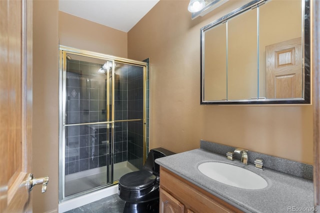 1680 Elk View Rd, Larkspur, CO 80118 - bathroom with a stall shower and vanity