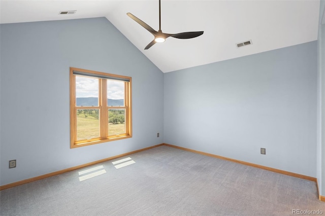 1680 Elk View Rd, Larkspur, CO 80118 - carpeted empty room with ceiling fan and lofted ceiling