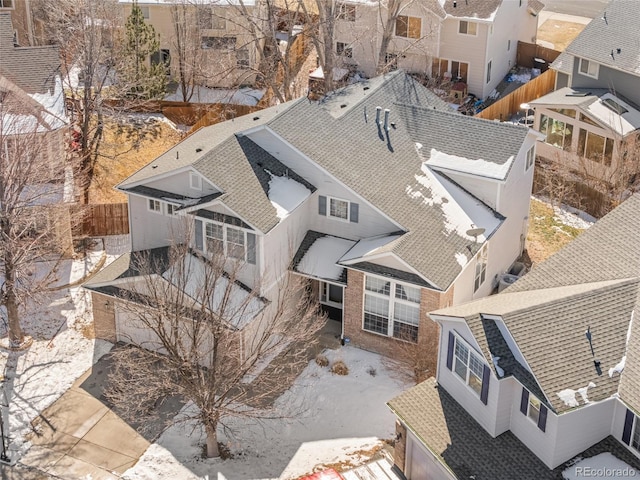 aerial view with a residential view