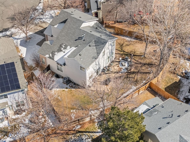 birds eye view of property with a residential view