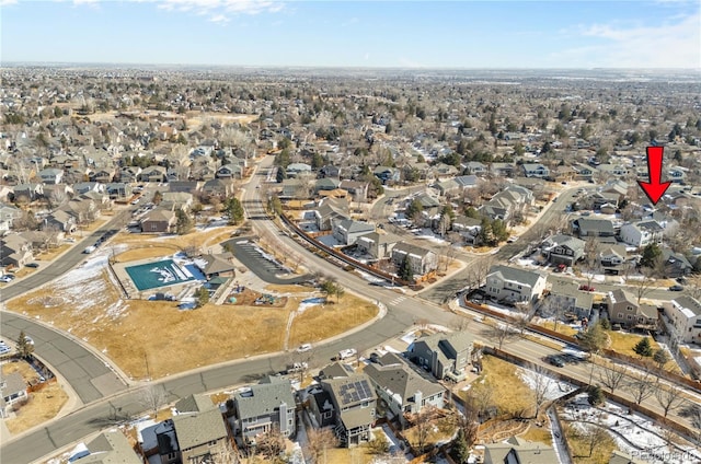 bird's eye view with a residential view