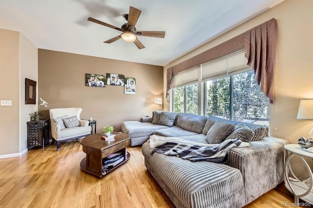 13277 Elizabeth St, Thornton, CO 80241 - living area featuring a ceiling fan and light wood finished floors