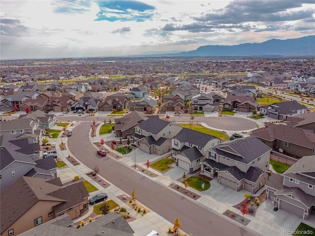 aerial view with a mountain view