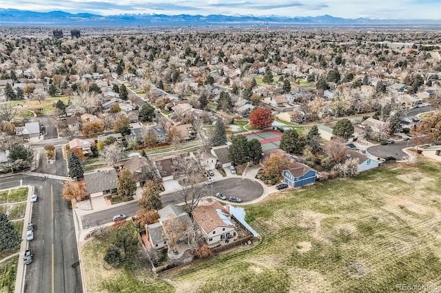 bird's eye view with a mountain view