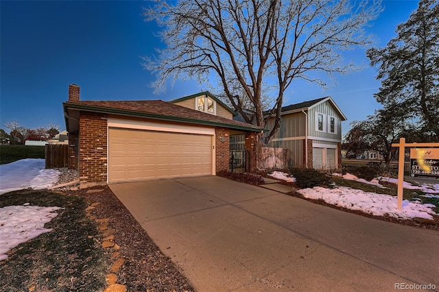 view of front of home with a garage