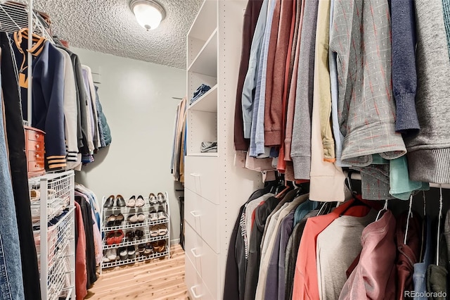 walk in closet featuring hardwood / wood-style floors