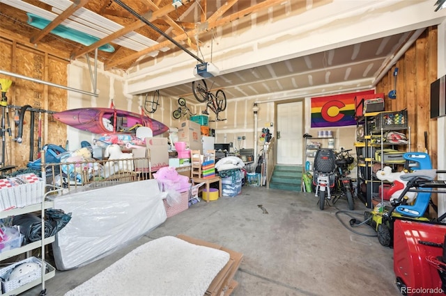 garage with a garage door opener