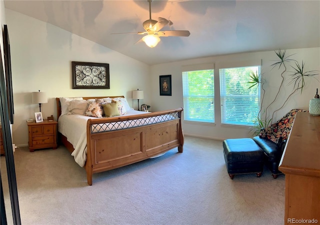 15674 Greenstone Cir, Parker, CO 80134 - bedroom featuring lofted ceiling, light colored carpet, and a ceiling fan