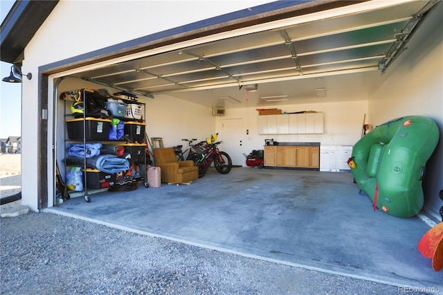 garage with a garage door opener