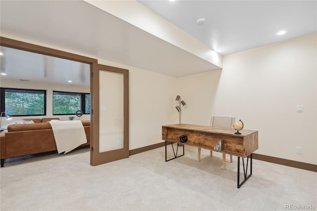1298 Meadow View Dr, Evergreen, CO 80439 - office with light carpet and recessed lighting