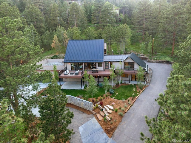 1298 Meadow View Dr, Evergreen, CO 80439 - aerial view of property and surrounding area featuring a forest