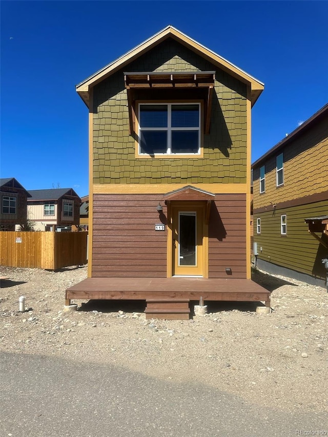 view of front of property featuring a deck