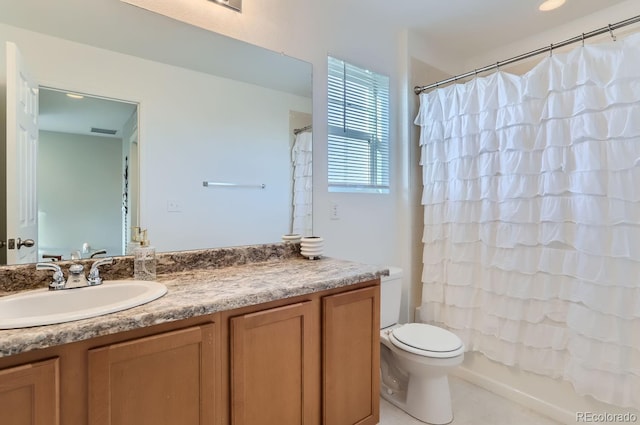 6645 Dry Fork Dr, Frederick, CO 80516 - full bath featuring vanity, toilet, and shower / bathtub combination with curtain