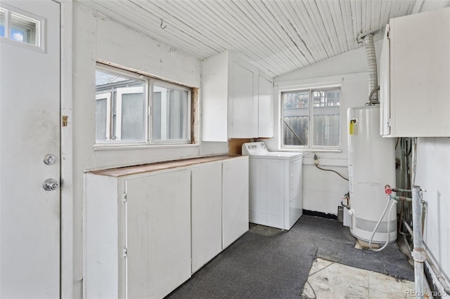 washroom featuring washer / dryer, gas water heater, plenty of natural light, and laundry area