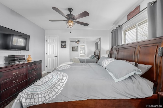 bedroom featuring ceiling fan