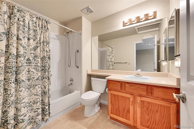 9183 W Cedar Dr Unit 2, Lakewood, CO 80226 - full bathroom with shower / bathtub combination with curtain, toilet, vanity, and tile patterned flooring
