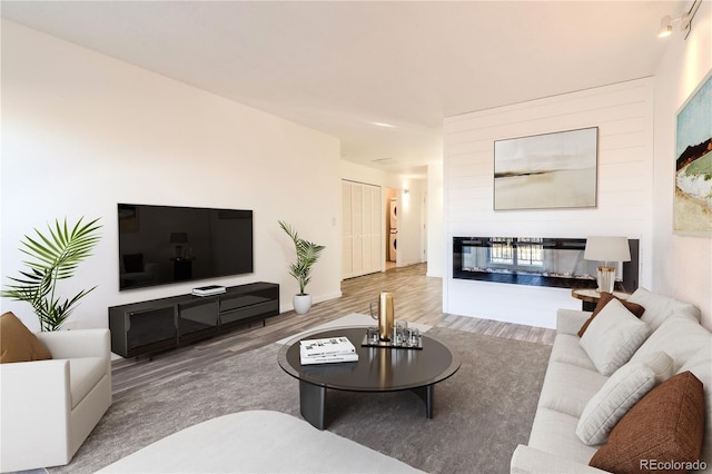 living room with hardwood / wood-style flooring