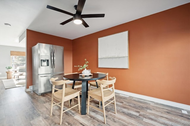 2105 Coronado Pkwy Unit C, Denver, CO 80229 - dining space with wood finished floors and ceiling fan