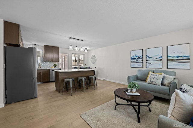 living room featuring light hardwood / wood-style floors