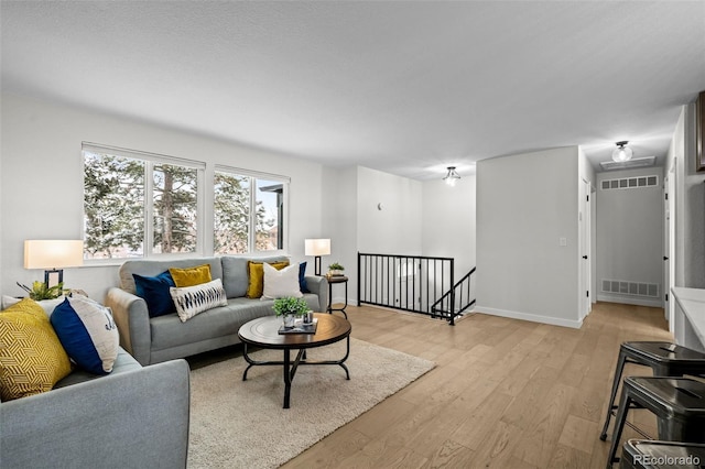 living room featuring light hardwood / wood-style floors