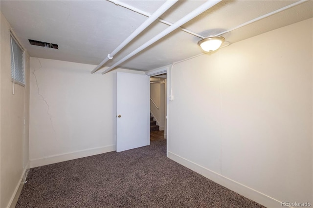 basement featuring carpet