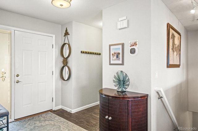 foyer entrance featuring dark hardwood / wood-style flooring