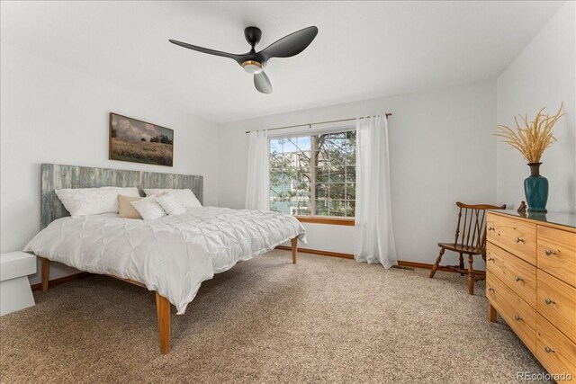 11705 W Stanford Ln, Morrison, CO 80465 - bedroom featuring carpet, a ceiling fan, and baseboards
