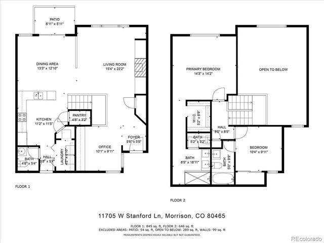 11705 W Stanford Ln, Morrison, CO 80465 - floor plan / room layout