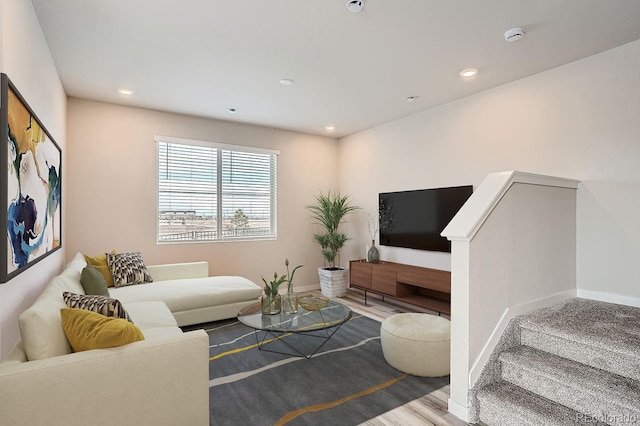 living room with hardwood / wood-style flooring