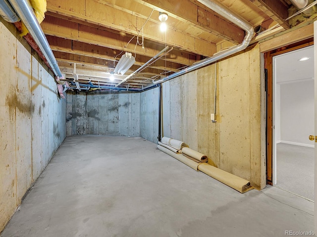 view of unfinished basement