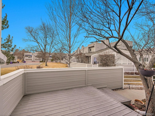 deck with a residential view