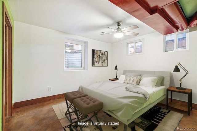 1451 N Gilpin St, Denver, CO 80218 - bedroom with concrete flooring and a ceiling fan