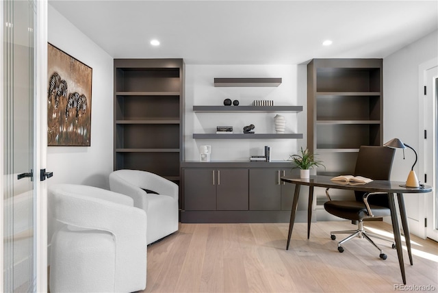 office space featuring light hardwood / wood-style floors