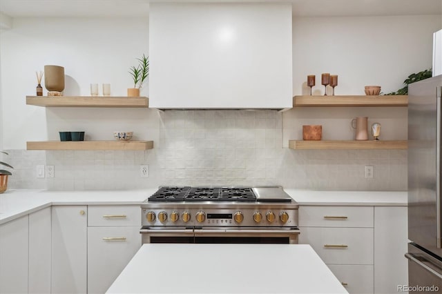 2844 Quitman St, Denver, CO 80212 - kitchen featuring stainless steel appliances, open shelves, and light countertops