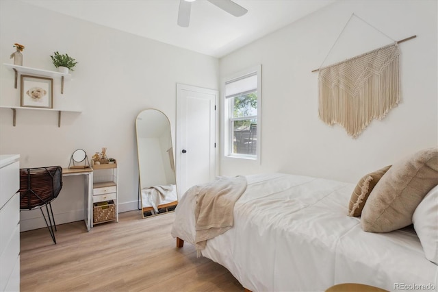 2844 Quitman St, Denver, CO 80212 - bedroom featuring light wood-type flooring and a ceiling fan