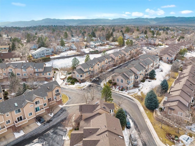 aerial view with a mountain view